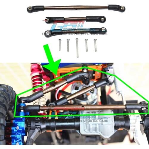 GPM Metal steel Adjustable Front steering tie rod + support pull rod for 1/10 TRAXXAS TRX4 82056-4 Defender 82066-4 Crawler Car