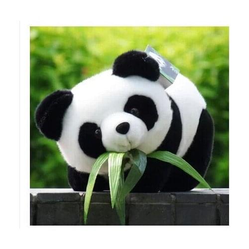 Stuffed plush 25cm prone panda plush toy eating bamboo panda soft doll childrens gift w2355