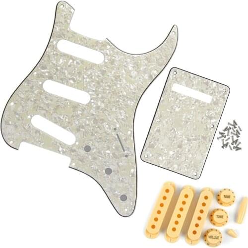 Guitar Parts Set 11 Hole Strat Pickguard SSS Back Plate 50/52/52mm Pickup Covers 2T1V Guitar Knobs Switch Whammy Bar Tips