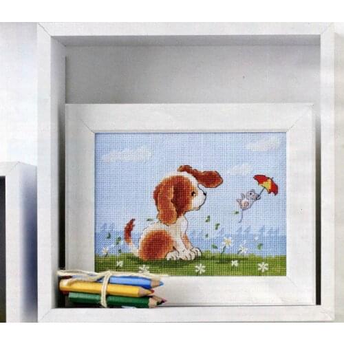 FREE delivery Top Quality hot counted cross stitch kit puppy and mouse, dog mouse