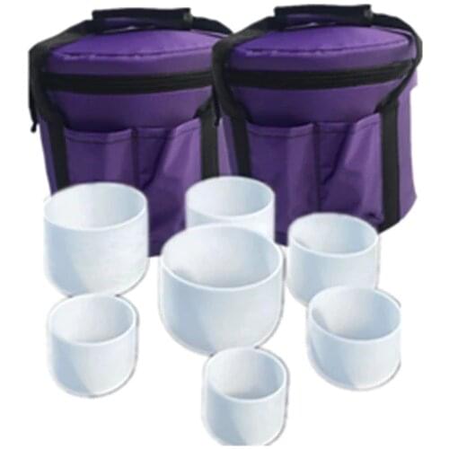 Set of 7pcs 8" -12" Note C D E F G A B Frosted Quartz Crystal Chakra Singing Bowls with Free Bags
