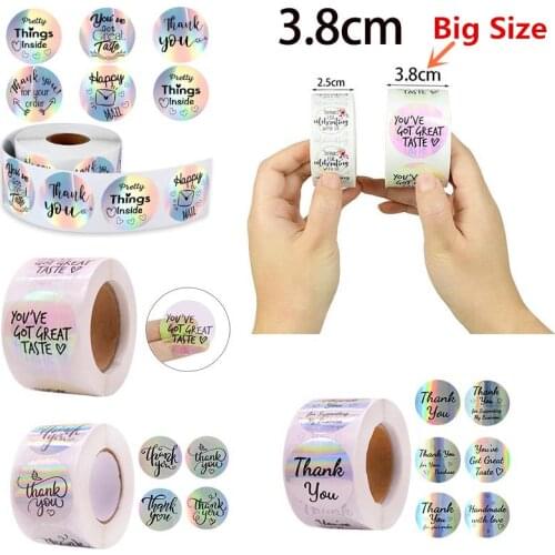 Big Size 3.8cm Thank You Stickers Gift Sealing Stickers Festival Wedding Birthday Party Offer Stationery Sticker 500pcs/Roll