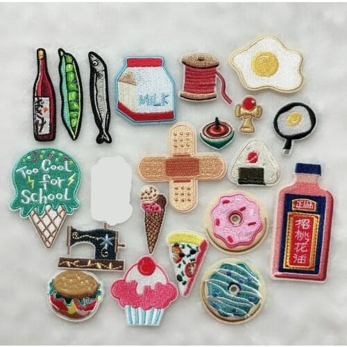 50pcs/lot Embroidery Patches Letter Clothing Decoration Daily Necessities Drink Sunny Strange Things Iron Heat Transfer Applique