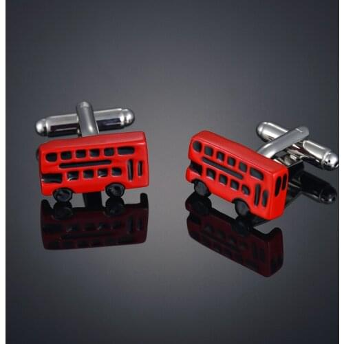 Novelty Traffic Design Copper Material Red Bus Cufflinks Vintage Mens Cuff Link Trendy Gift Party Wedding Suit Shirt Banquet