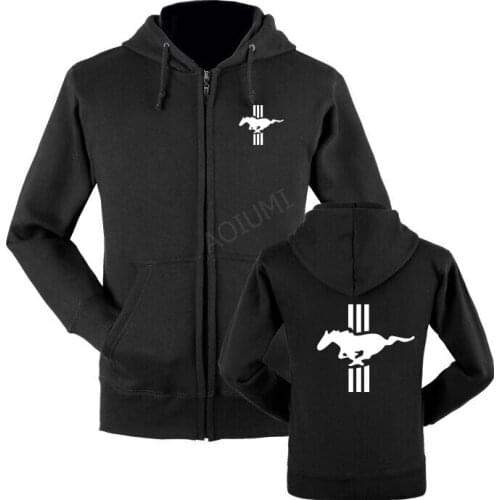 New 2019 new arrived Solid colour Zipper new Mustang Sweatshirt For Winter Autumn Fleece coats