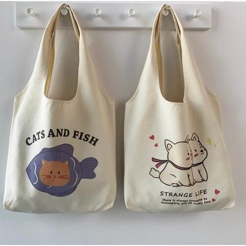 W&G Original New Canvas Bag Women Shoulder Bag Japanese Cute Korean Ins College Students Class Portable Vest Canvas Bag