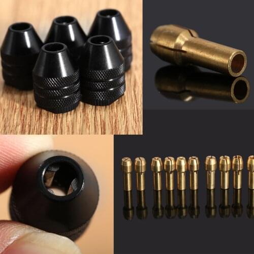 10Pcs Brass Collet Chuck 0.5-3.2mm Drill Chuck 4.3mm Shank+7*0.75 Short Tail Multi Keyless Chuck Dremel Rotary Tool Accessories