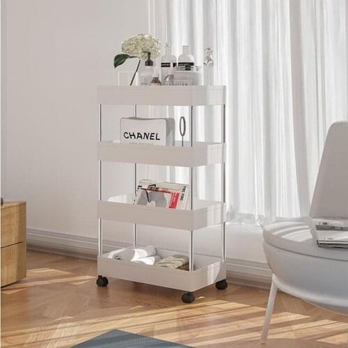 Movable Storage Rack Storage Rolling With 4 Wheels Cart Goods Shelf Multilayer Kitchen Tableware Toiletries Clothes Storage Rack