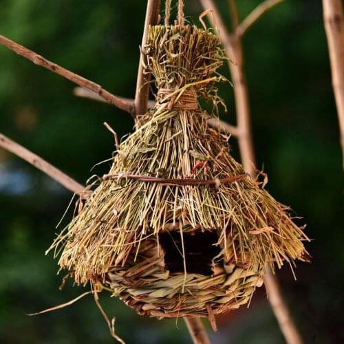 8 Styles Birds Nest Bird Cage Natural Grass Egg Cage Bird House Outdoor Decorative Weaved Hanging Parrot Nest Houses Pet Bedroom