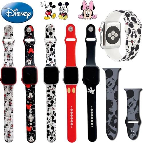 Disney Mickey Luxury Band for Apple Watch Band 44mm 40mm 38mm 42mm Cute Bracelet Strap for Apple IWatch Series 3 4 5 Se 6 Case