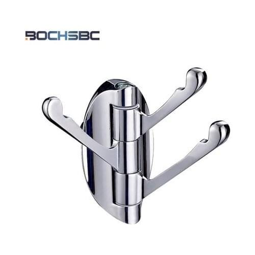Modern Rotary Movable Chorme Robe Hook Wardrobe Alloy Coat Hanger with 3 Hooks Bedroom Appendiabiti da parete