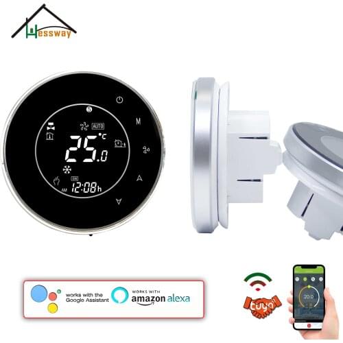 HESSWAY WIFI EU Round Thermostatic Control Temperature Switch AC for 3 Speed Fan Coil Thermostat TUYA
