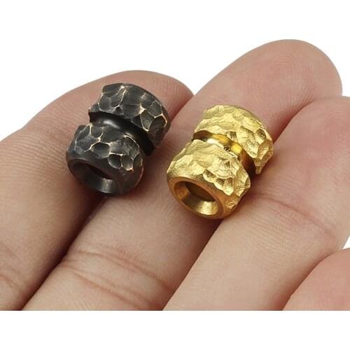 Vintage Manual Brass Knife Beads Crater Beads Pendant Copper Paracord Beads DIY