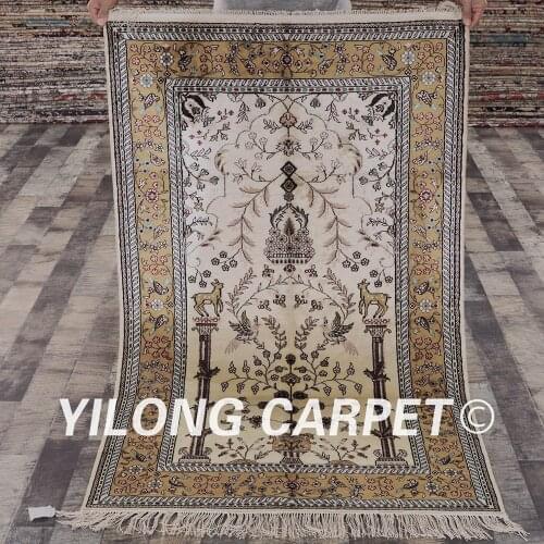 YILONG 3'x5' handmade persian popular design family carpet beige wholesale oriental rug (YHW972B3x5)