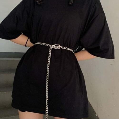 Women Chain Belt Punk Hip Hop Female Lady Gold Long Pin Buckle Metal Belts Jeans Waist Chains For Dress Jeans Waistband