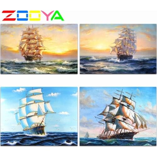 ZOOYA Diamond Painting Cross-Stitch Landscape Sailboat Diamond Embroidery Sale Full Drill Diamond Mosaic DIY Rhinestone RF1843