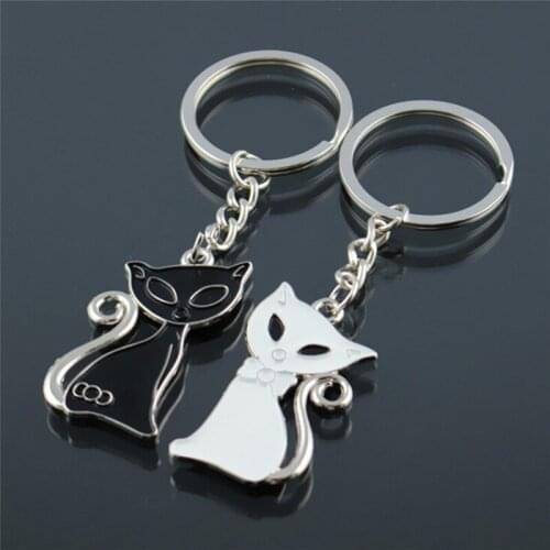 1 Pair Couple Cat Car Keychain for Lovers Alloy Fashion Jewelry Ring