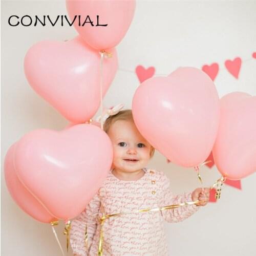 10pcs 12 inch Pink Heart Latex Balloons Wedding Anniversary Decorations Valentines Day Birthday Ballon Party Supplies PA129