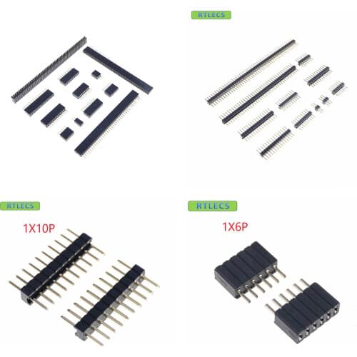 100pcs 1.27 mm Pitch Male Female PCB Header Strip 2 3 4 5 6 7 8 9 10 11 12 13 14 15 16 20 40 50 straight 1 Row Through Holes