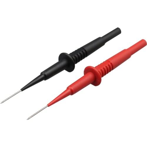2Pcs Black/Red 1mm Stainless Steel Needle Test Probe Pin 4mm Banana Plug Connector for Multimeter Test Tool CATII 600V MAX 1A