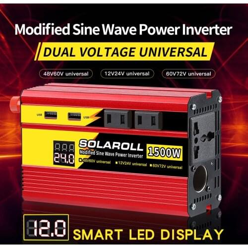 1500W 2500WCar Power Inverter 12V 24V and AC 220v Auto Converter Transformer Power Converter Modified Sine Wave Universal Socket