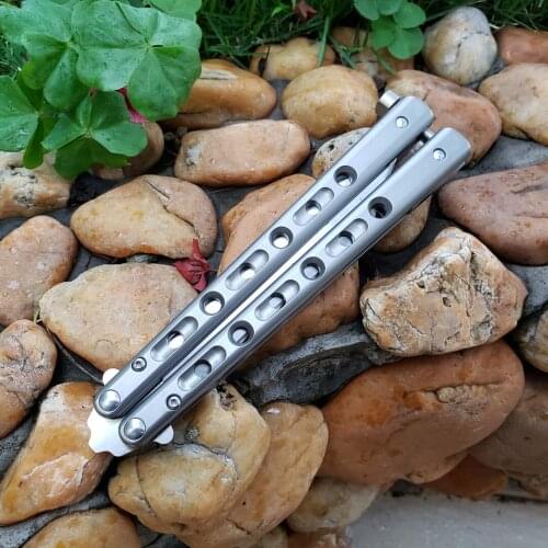 Butterfly Trainer Knife BM67 Silver+Gradient Purple T4 Titanium Handle D2 Tool Steel Blade Jilt Knife Edc Folding Pocket Knife