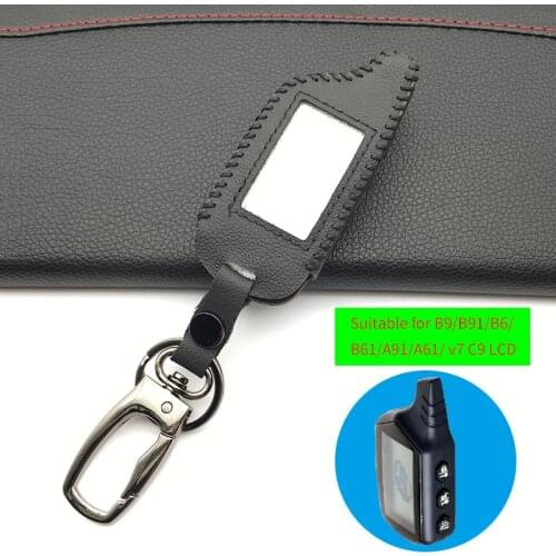 100% Genuine Leather Key Case for Starline B9 B9 / B91 / B6 / B61 / A91 / A61 / V7 C9 LCD Shape Of Hot Sale Remote Car Alarm
