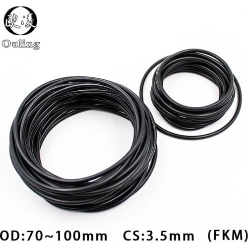 1PC Black FKM Rubber O-rings Seals 3.5mm Thickness OD70/72/75/80/85/90/95/100mm ORings Seal Gasket Oil Ring Sealing Washer