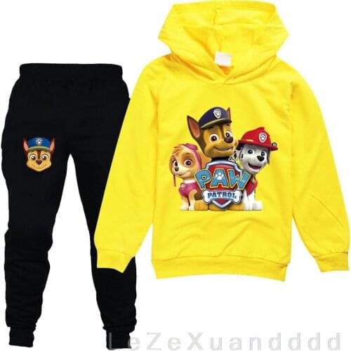 Spring and Autumn New Childrens Sweater PAW PATROL Boys Long Sleeve Hoodies Pants Set Teens Boy Tshirt Child Clothes Set