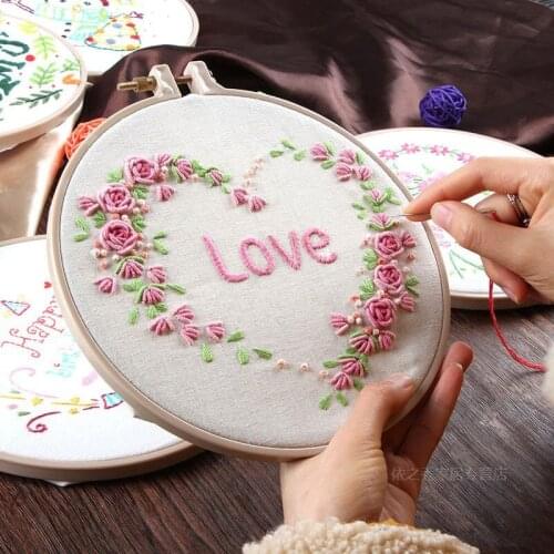 DIY hand embroidery material package cloth art embroidery retro Jiangnan Suzhou embroidery stamp Le duo flower needle printing