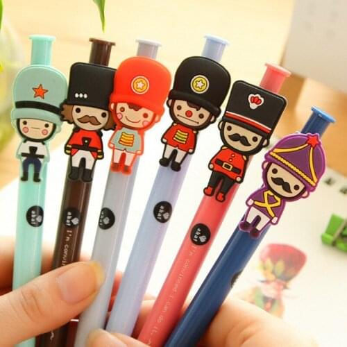 Cartoon Soldier Gel Pens Caneta Kawaii Automatic Ink Pens For School Writing Gift Cute Korean Stationery Office Supplies