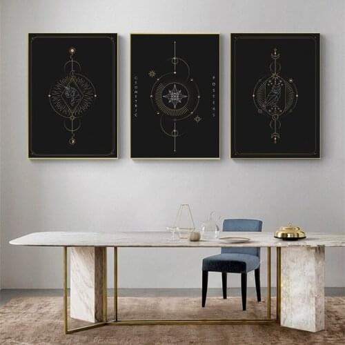 Geometric Line Astrological Symbols Tarot Card Nordic Posters and Prints Wall Art Canvas Painting Wall Pictures for Living Room