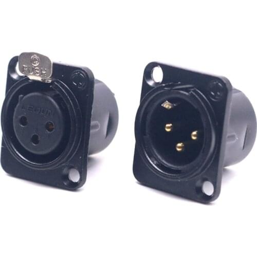 Hi-End 4pcs Gold plated XLR Female Socket Phono Chassis Female HIFi audio AMP