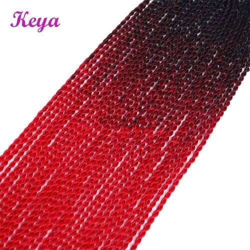 Keya Ombre Senegalese Twist Hair 14 Colors Synthetic Crotchet Braiding Hair 24inch Crochet Braids 30 Roots Pink Hair Blue Braids