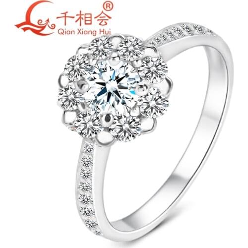 Classic 925 Sterling Silver Ring with 4mm Round-cut DF color moissanite Wedding Jewelry Rings Engagement