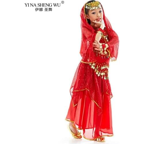 Belly Dance Costumes for Kids Girls Children Belly Dance Skirt Bollywood Dancing Dress Performance Competition Indian Clothing