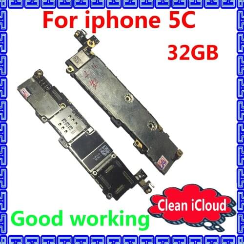 For iphone 5 C 32gb Clean unlocked iCloud motherboard for iphone 5C Original mainboard with IOS system good working logic board