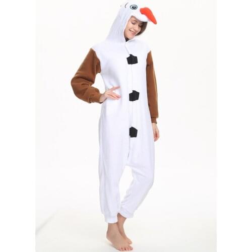 New Adults Animal Snowman Olaf Onesies Women Men Fleece Pajamas Anime Cartoon Cosplay Costumes Party Jumpsuits Christmas Gift