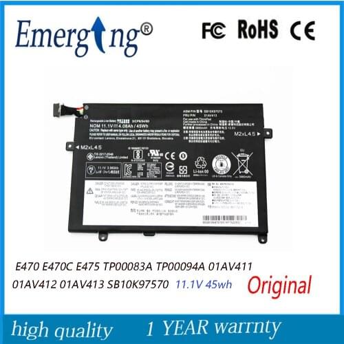 11.1V 45WH New Original 01AV413 Battery for Lenovo E470 E470C E475 TP00083A TP00094A 01AV411 01AV412 SB10K97570 SB10K97569