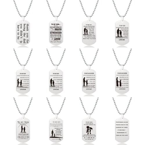 Stainless Steel Dog Tag Pendant Necklace Army Father Mothers Day Thanksgiving Christmas Gift Titanium Steel Necklace