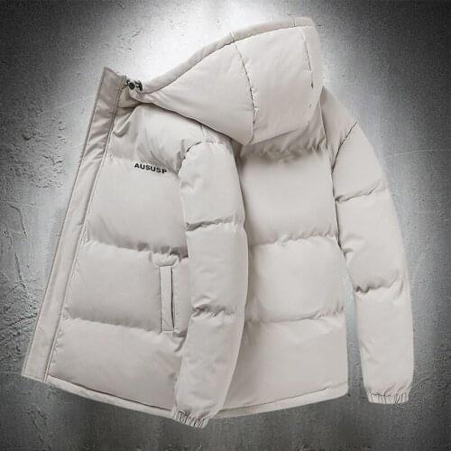 Autumn Winter Parkas Men Cotton Padded Jacket Outwear Thicken Warm Puffer Jacket Solid Color White Coat Men 2021