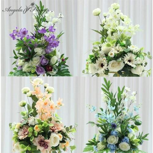 Customize 38 cm wedding decor table centerpieces artificial flower ball centerpieces leaf backdrop road lead table floral ball