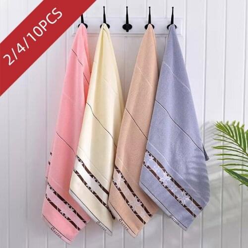 4/10pcs/Set 34*74cm Face Towel Hand Towels Soft Cotton Extreme Comfort Square Solid Strip Face Towel Color