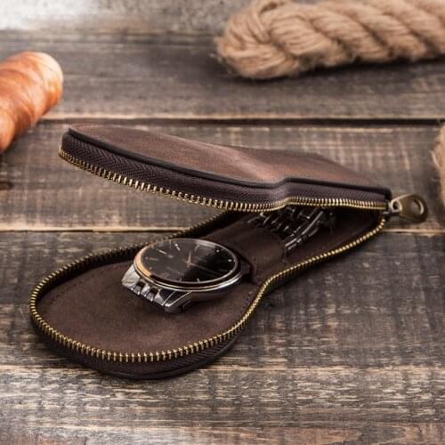Portable Faux Leather Zipper Travel Watch Storage Case Box Organizer Famous watch box storage bag
