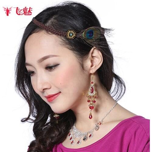 New European and American fashion belly dance peacock feather gem for headband/Hair Accessories/Headbands