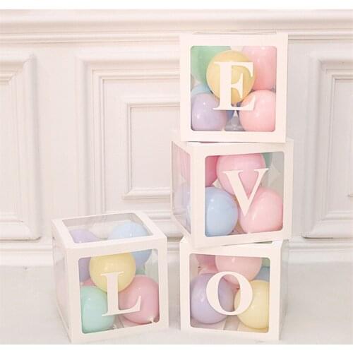 Boy Girl Transparent Balloon Box Letter Digital Plastic Balloon Box Baby Shower Gift Kids Birthday Wedding Party Supplies
