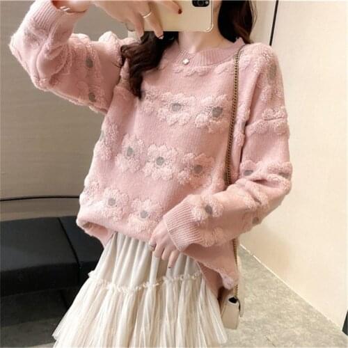 Pullover Womens 2020 Autumn and Winter New Korean Style Loose Outer Wear Fashionable Thick Sweet Age-reducing Knit Sweater Top