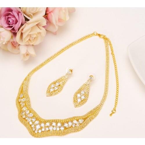 Rhinestone african Ethiopian Jewelry sets statement Necklaces Earrings Accessories Bridal Decorations wedding Jewellery sets