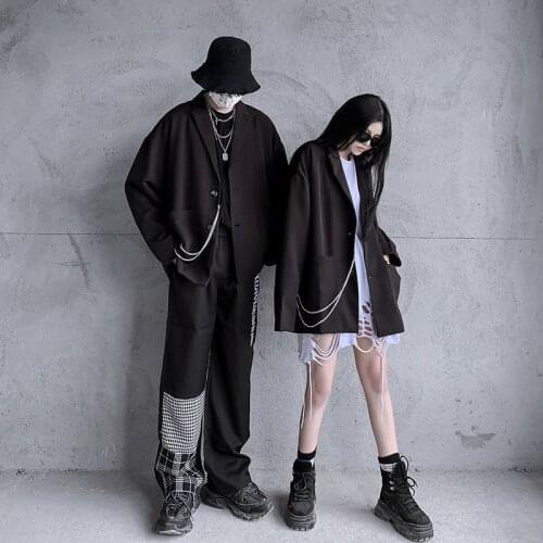 2021 spring autumn new chain blazer jacket for men women Korean cool BF Grunge niche tops lovers punk goth streetwear suits coat