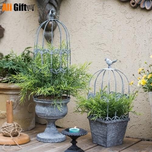 Vintage Bird Cage Flower Decoration Decoration Climbing Flower Pot Garden Garden Country Garden Antique Home Decoration